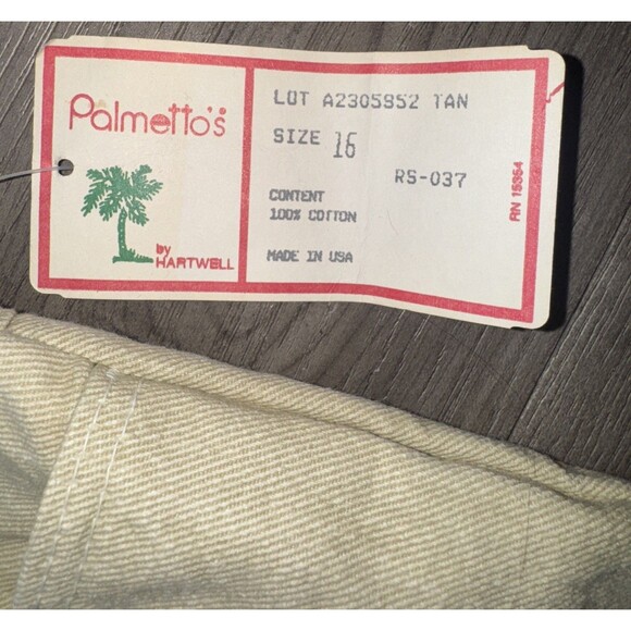 VTG 80s Palmetto’s Pants NWT Size 16 Made in USA High Rise Tapered Tan Cotton - Picture 3 of 11